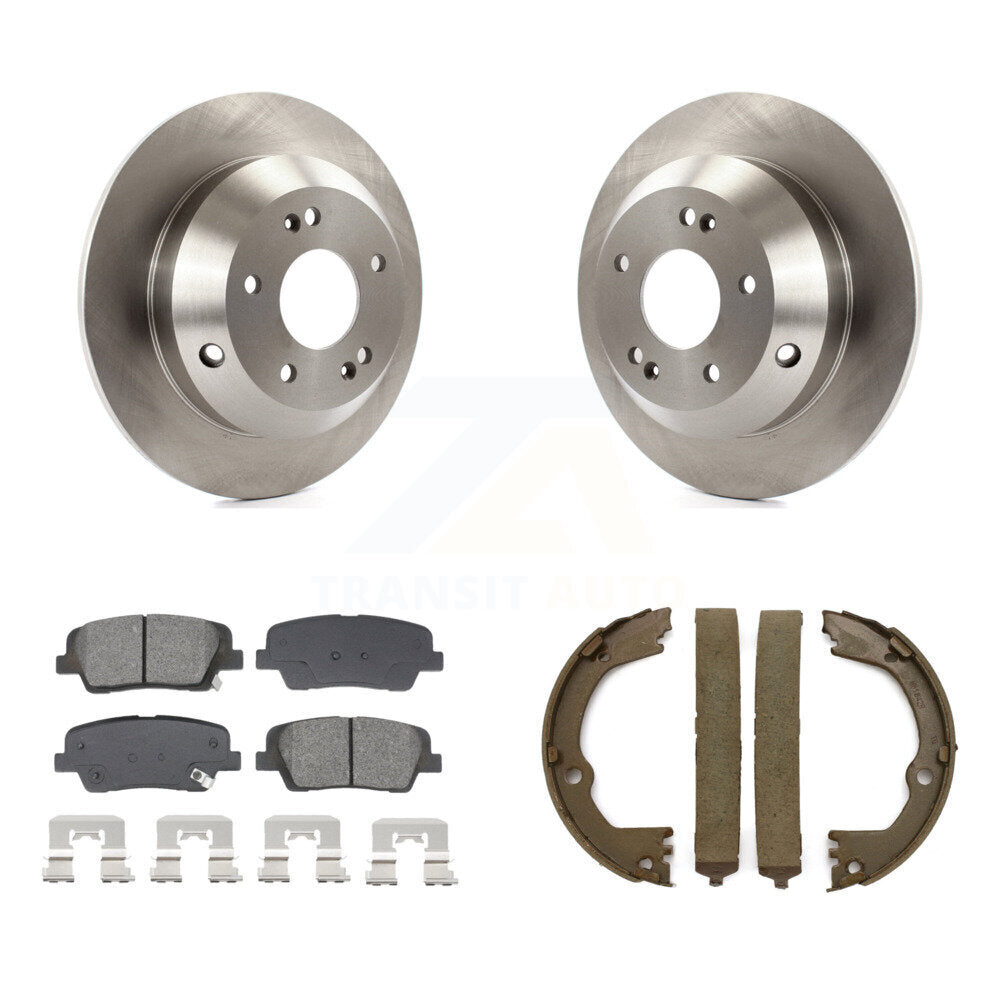 Rear Disc Rotors Semi-Metallic Pads & Parking Shoes Kit For Hyundai Santa Fe Sport Kia XL K8S-104522