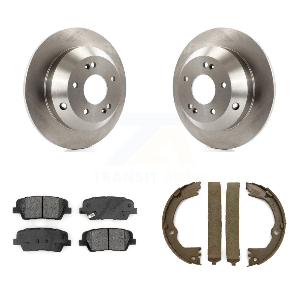 Rear Disc Rotors Semi-Metallic Pads And Parking Brake Shoes Kit For Kia Sorento K8S-104523