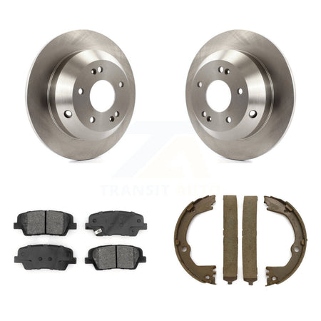 Rear Disc Rotors Semi-Metallic Pads And Parking Brake Shoes Kit For Kia Sorento K8S-104523