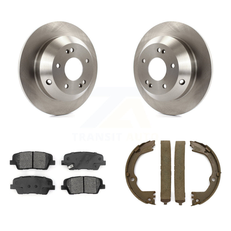 Rear Disc Rotors Semi-Metallic Pads And Parking Brake Shoes Kit For Kia Sorento K8S-104523