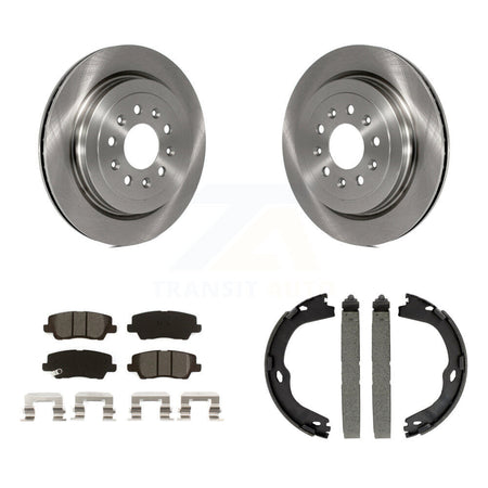 Rear Disc Rotors Semi-Metallic Pads And Parking Brake Shoes Kit For Cadillac ATS K8S-104525