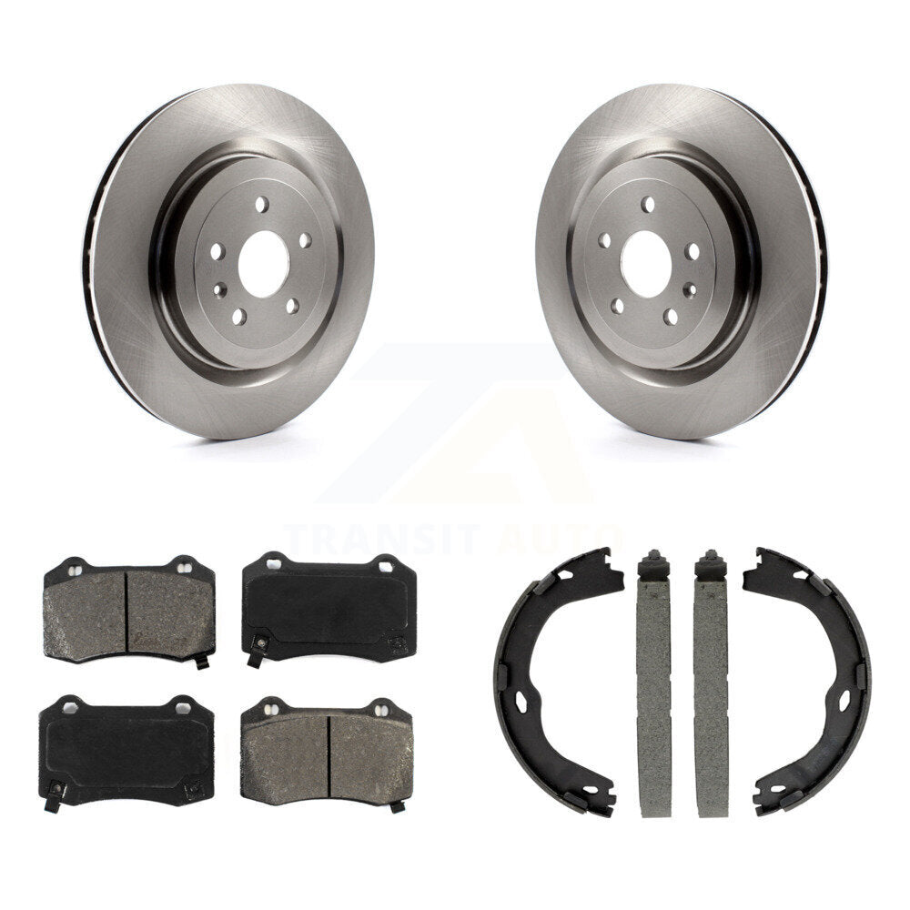 Rear Disc Rotors Semi-Metallic Pads & Parking Shoes Kit For Chevrolet Camaro Cadillac CTS K8S-104526