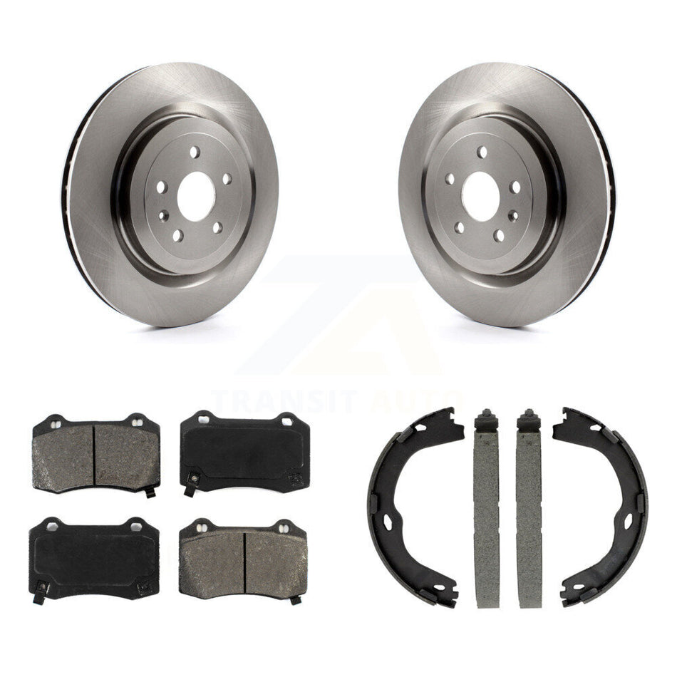 Rear Disc Rotors Semi-Metallic Pads & Parking Shoes Kit For Chevrolet Camaro Cadillac CTS K8S-104526