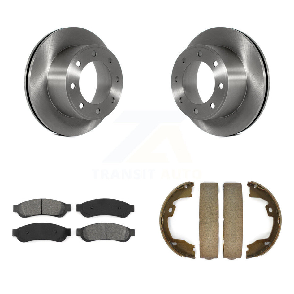 Rear Disc Rotors Semi-Metallic Pads And Parking Shoes Kit For Ford F-350 Super Duty F-250 K8S-104528