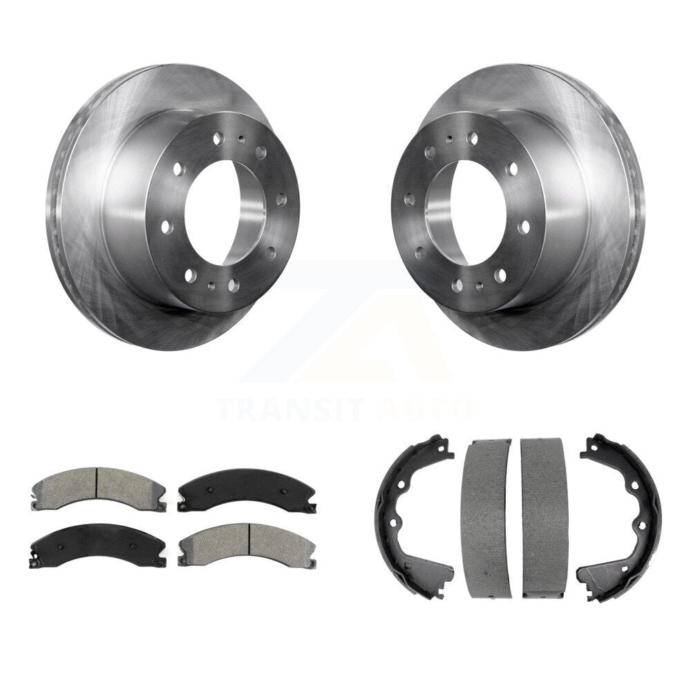 Rear Disc Rotors Semi-Metallic Pads & Parking Shoes Kit For GMC Sierra 2500 HD Chevrolet K8S-104530