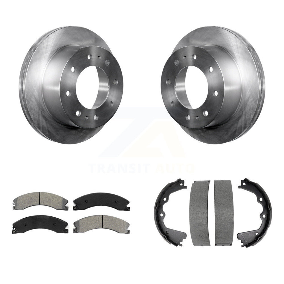 Rear Disc Rotors Semi-Metallic Pads & Parking Shoes Kit For GMC Sierra 2500 HD Chevrolet K8S-104530