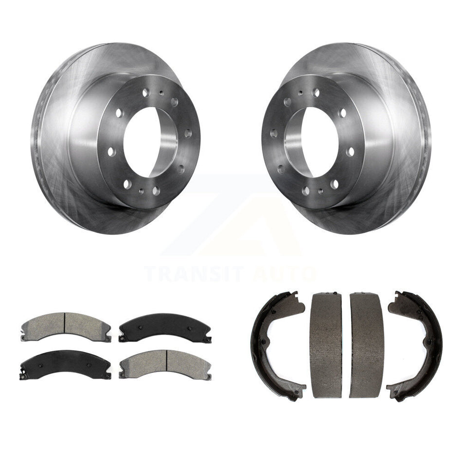 Rear Disc Rotors Semi-Metallic Pads Parking Shoes Kit For Chevrolet Silverado 2500 HD GMC K8S-104531