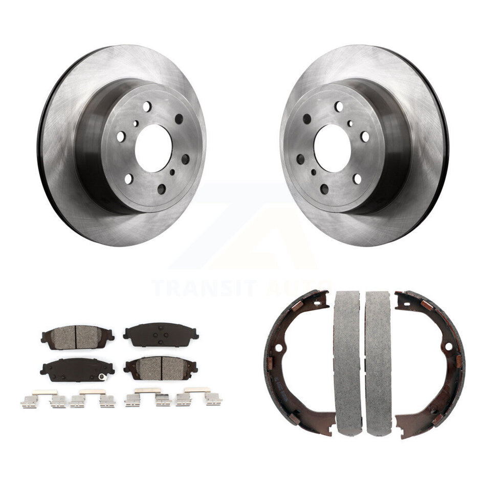 Rear Disc Rotors Semi-Metallic Pads Parking Shoes Kit For GMC Chevrolet Sierra 1500 Tahoe K8S-104532
