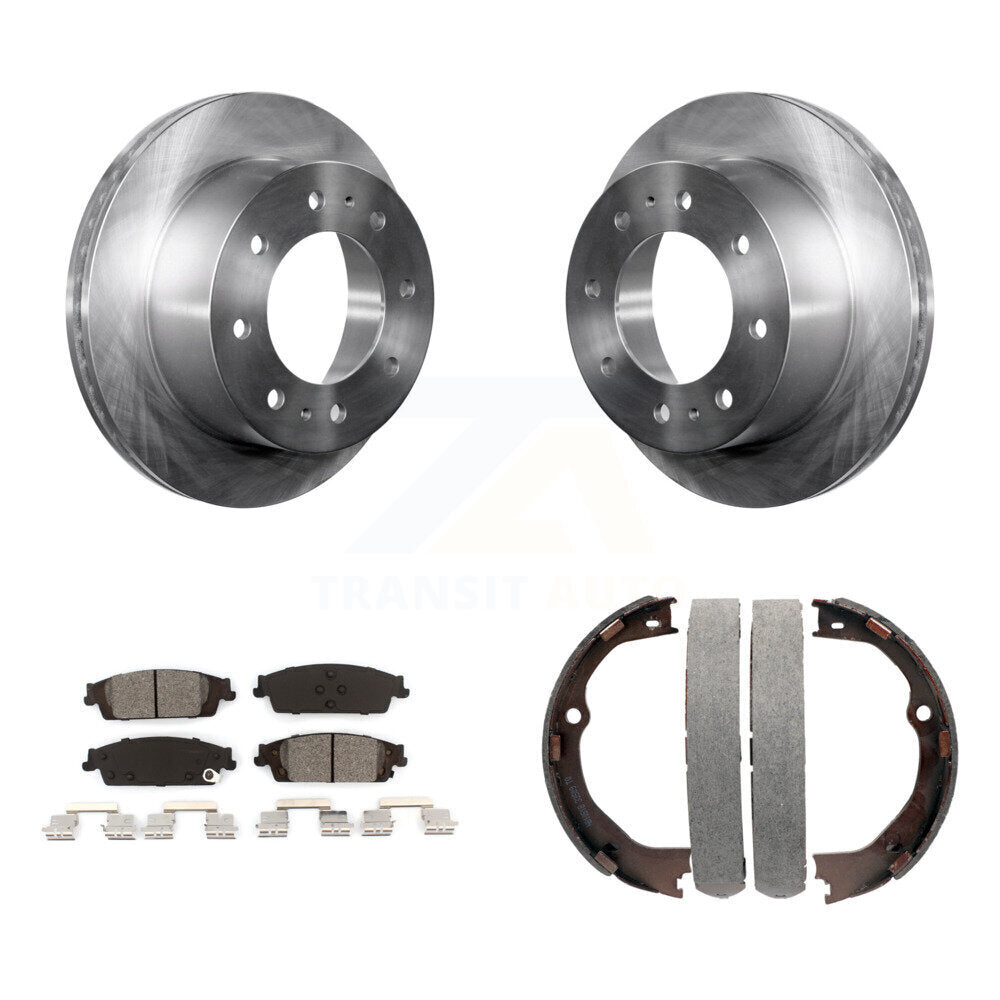 Rear Disc Rotors Semi-Metallic Pads And Parking Brake Shoes Kit For Chevrolet Suburban K8S-104533