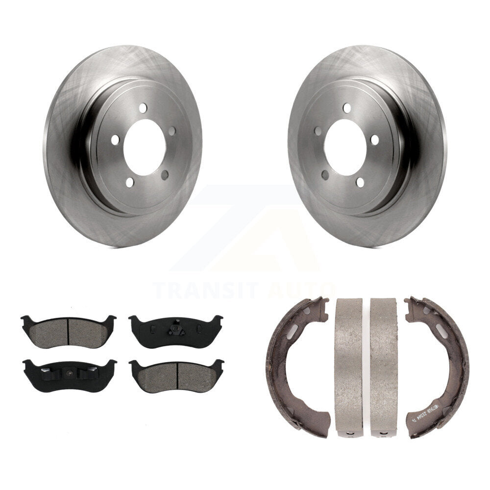 Rear Disc Rotors Semi-Metallic Pads And Parking Brake Shoes Kit For Ford Explorer Mercury K8S-104538