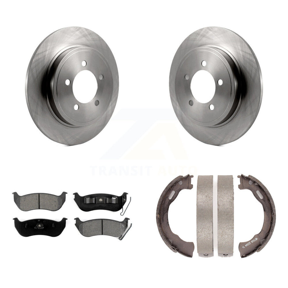 Rear Disc Rotors Semi-Metallic Pads Parking Brake Shoes Kit For Ford Explorer Sport Trac K8S-104539