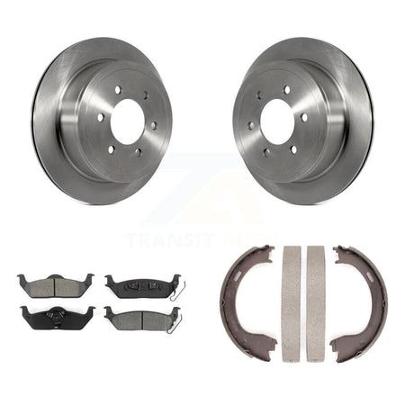 Rear Disc Rotors Semi-Metallic Pads & Parking Shoes Kit For Ford F-150 With 6 Lug Wheels K8S-104540