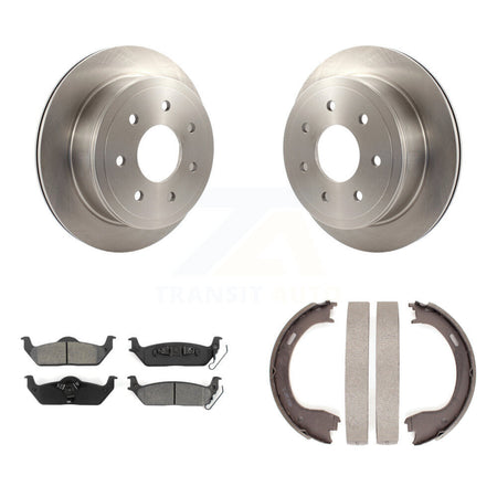 Rear Disc Rotors Semi-Metallic Pads & Parking Shoes Kit For Ford F-150 With 7 Lug Wheels K8S-104541