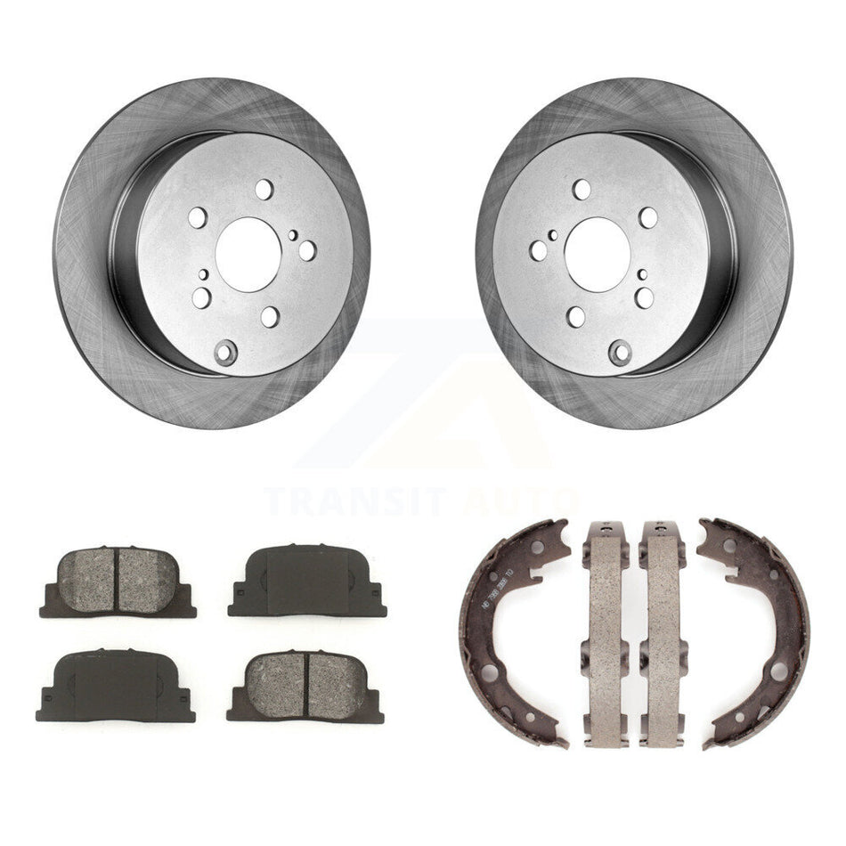 Rear Disc Rotors Semi-Metallic Pads And Parking Brake Shoes Kit For 2005-2010 Scion tC K8S-104543
