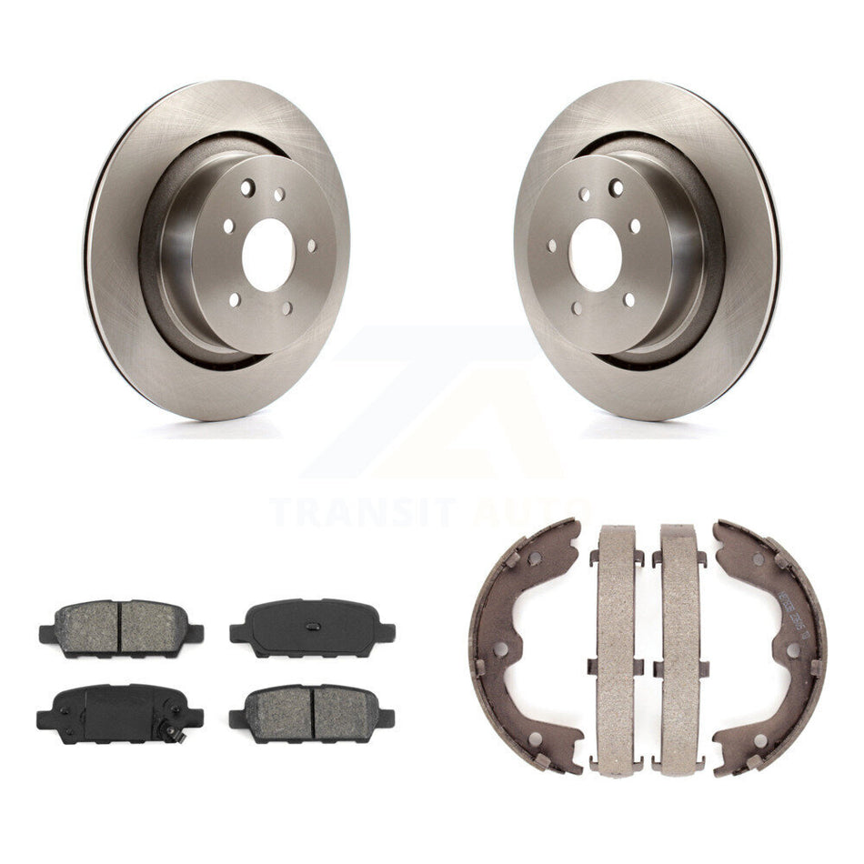 Rear Disc Rotors Semi-Metallic Pads And Parking Brake Shoes Kit For INFINITI G35 Q60 K8S-104547