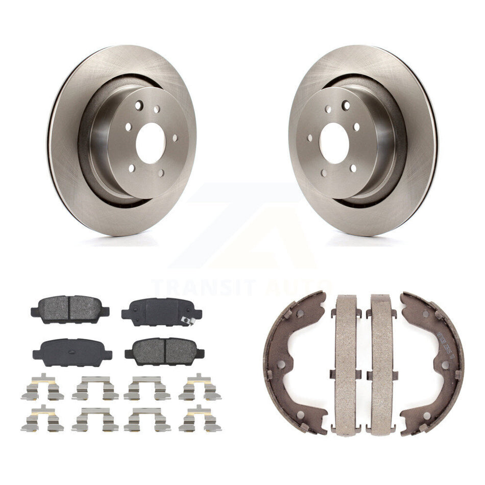 Rear Disc Rotors Semi-Metallic Pads And Parking Brake Shoes Kit For INFINITI G35 Q60 K8S-104547