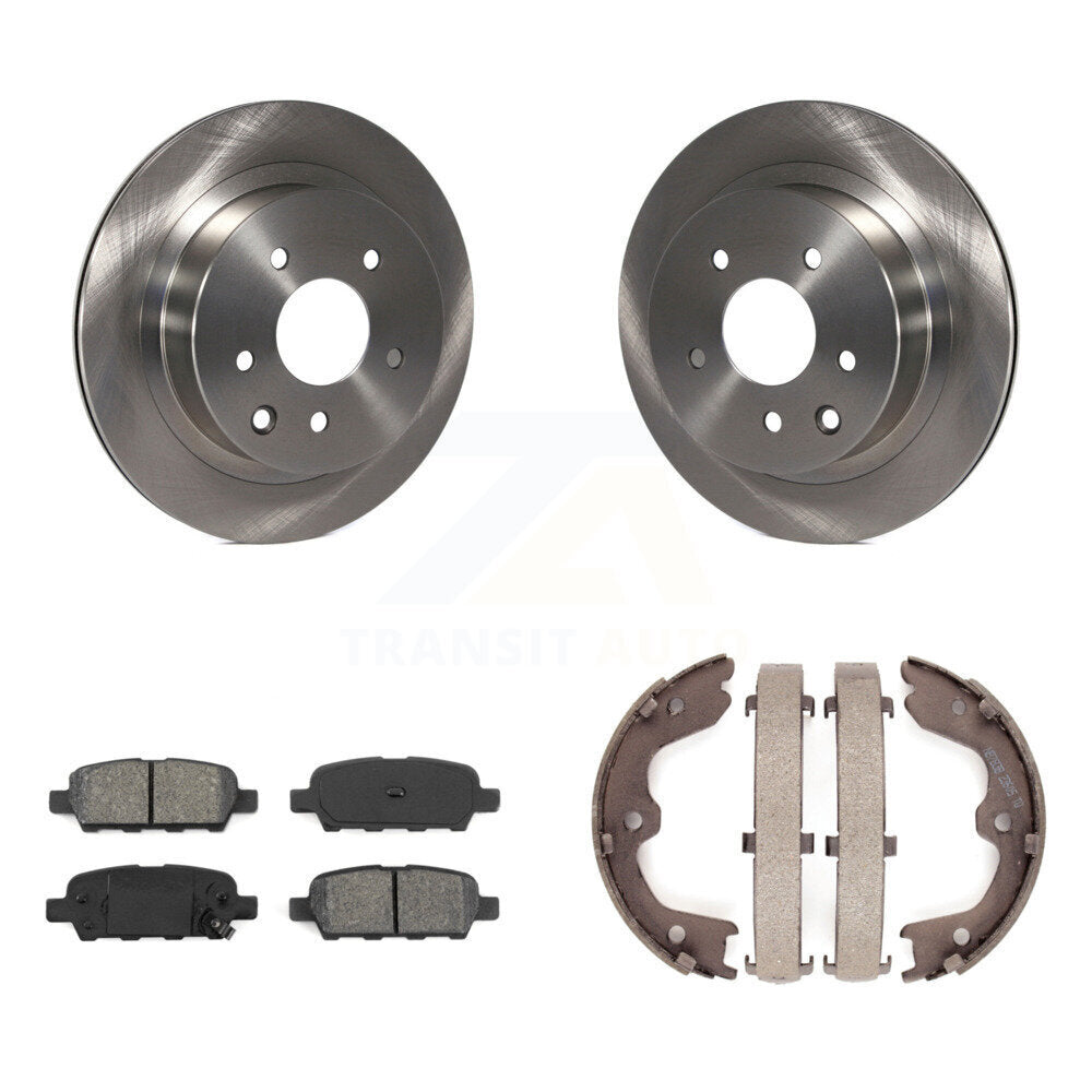Rear Disc Rotors Semi-Metallic Pads Parking Brake Shoes Kit For INFINITI G35 Nissan 350Z K8S-104553