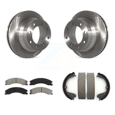 Rear Disc Rotors Semi-Metallic Pads Parking Shoes Kit For Chevrolet Express 3500 GMC 4500 K8S-104557
