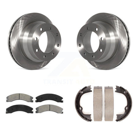 Rear Disc Rotors Semi-Metallic Pads And Parking Brake Shoes Kit For GMC Savana 3500 K8S-104558