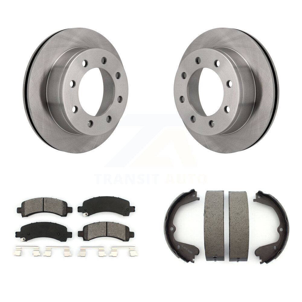 Rear Disc Rotors Semi-Metallic Pads And Parking Shoes Kit For GMC Savana 3500 Cutaway Van K8S-104561
