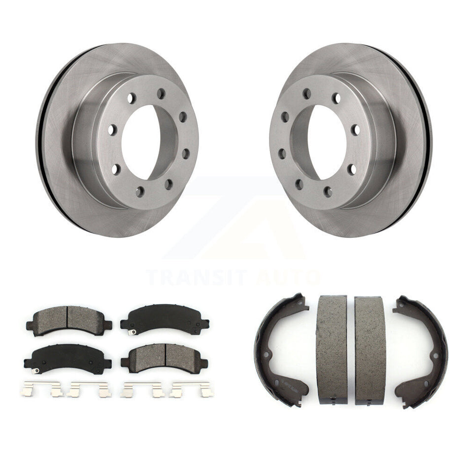 Rear Disc Rotors Semi-Metallic Pads And Parking Shoes Kit For GMC Savana 3500 Cutaway Van K8S-104561