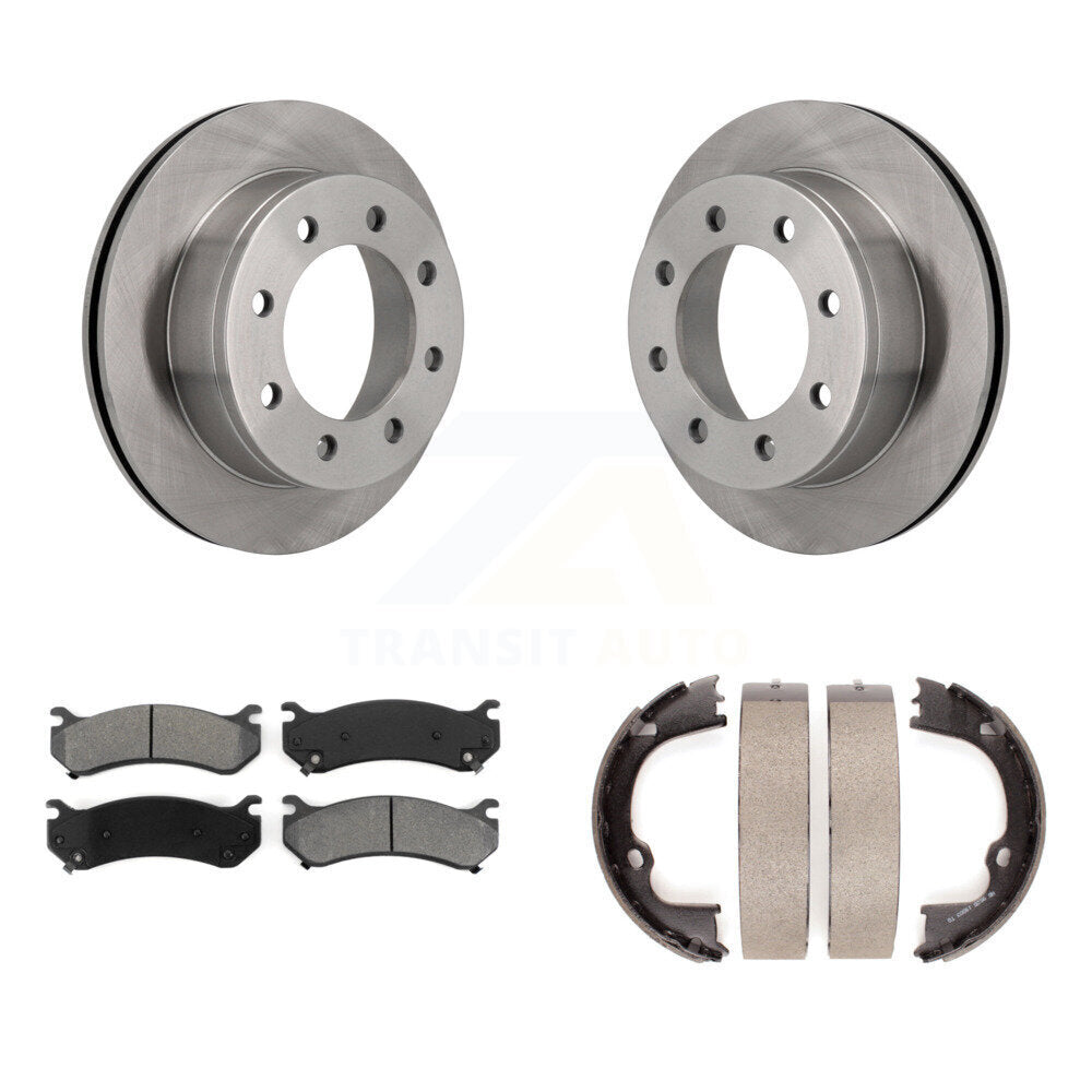 Rear Disc Rotors Semi-Metallic Pads Parking Shoes Kit For GMC Chevrolet Silverado 2500 HD K8S-104562