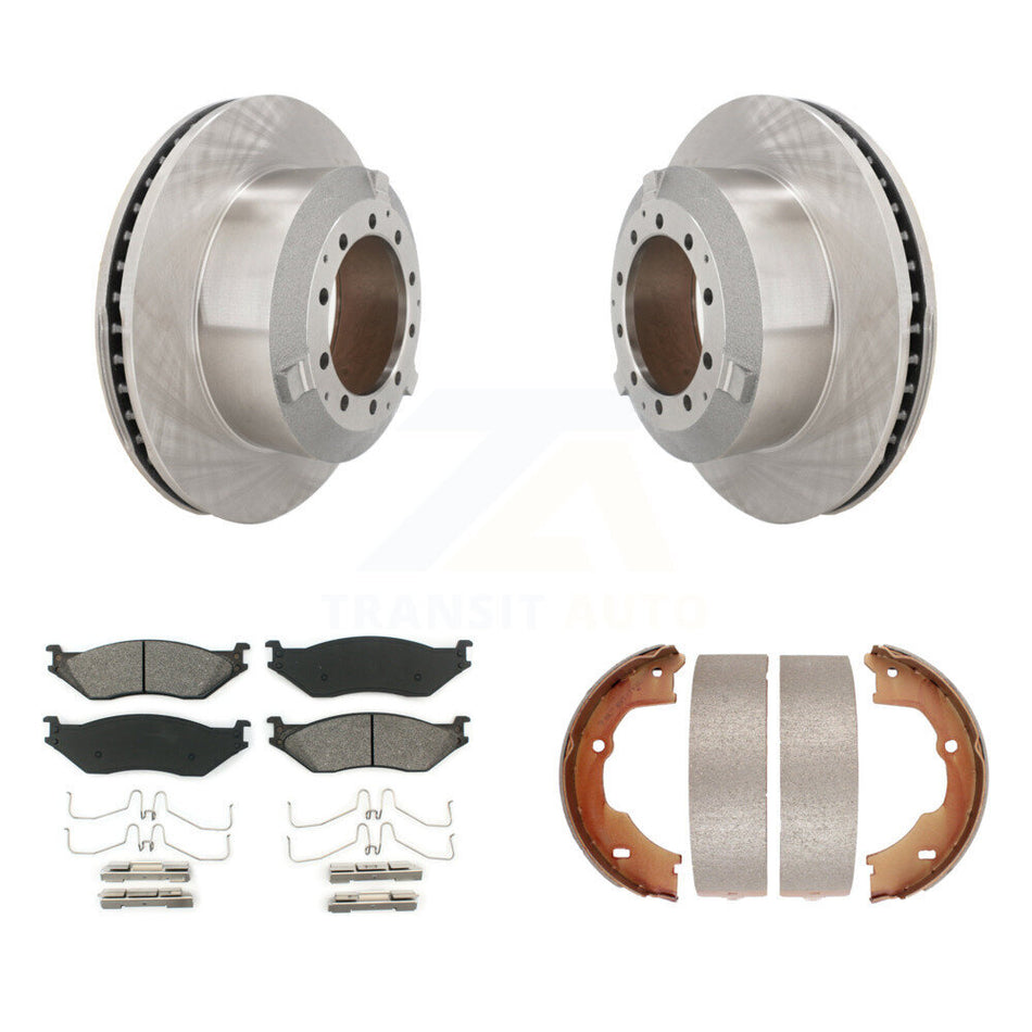 Rear Disc Rotors Semi-Metallic Pads Parking Shoes Kit For Ford F-450 Super Duty F-550 LCF K8S-104568