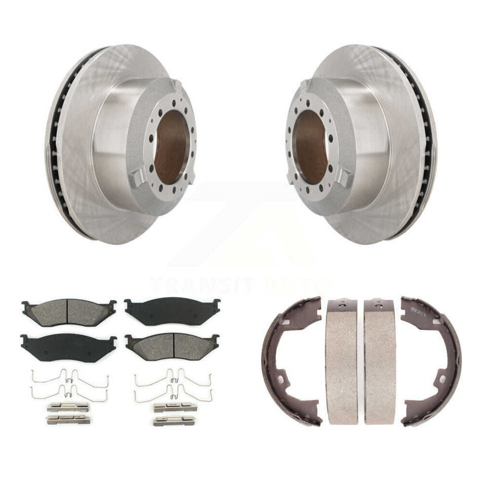 Rear Disc Rotors Semi-Metallic Pads Parking Shoes Kit For Ford F-450 Super Duty IC LCF AE K8S-104569