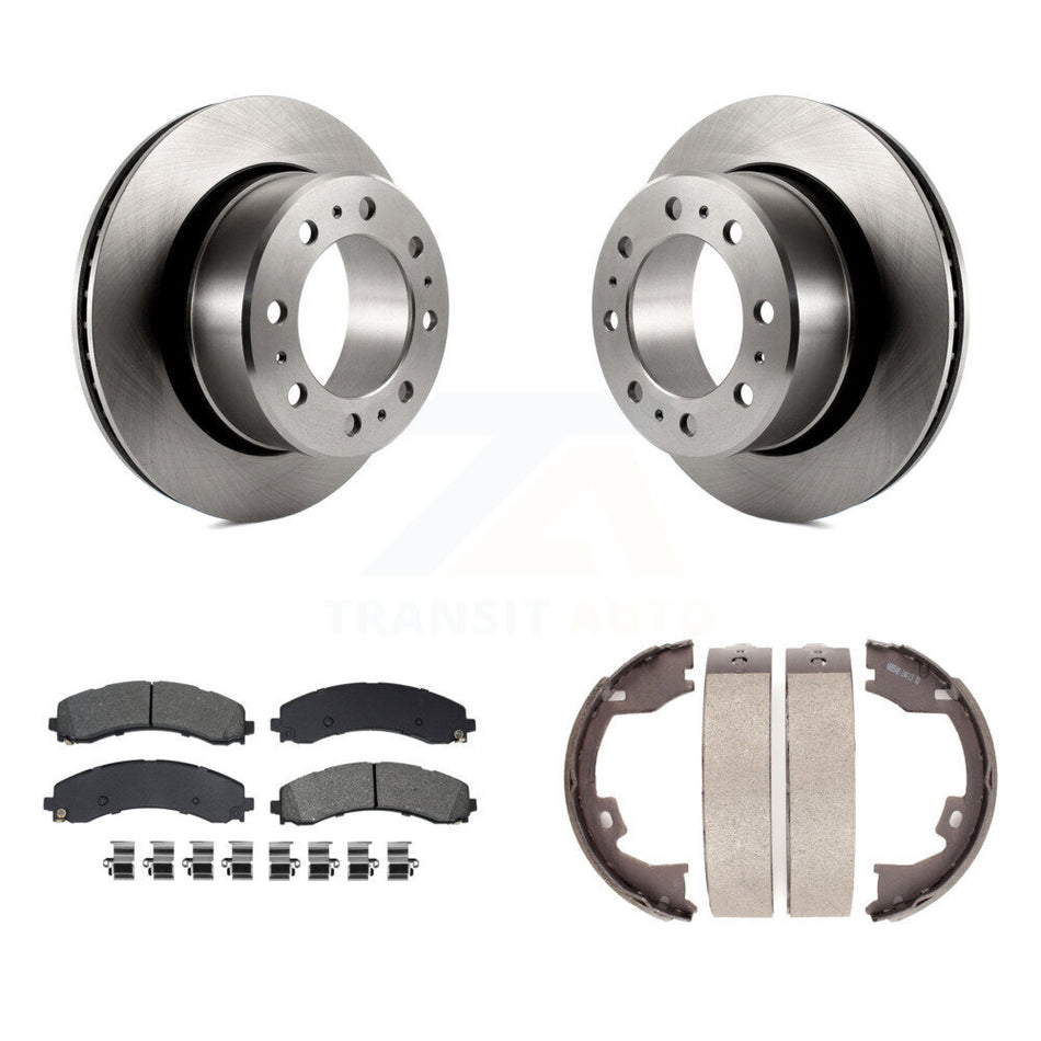 Rear Disc Rotors Semi-Metallic Pads Parking Shoes Kit For Ram 3500 With Dual Wheels K8S-104571