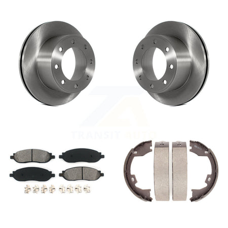 Rear Disc Rotors Semi-Metallic Pads And Parking Shoes Kit For Ford F-350 Super Duty F-250 K8S-104573