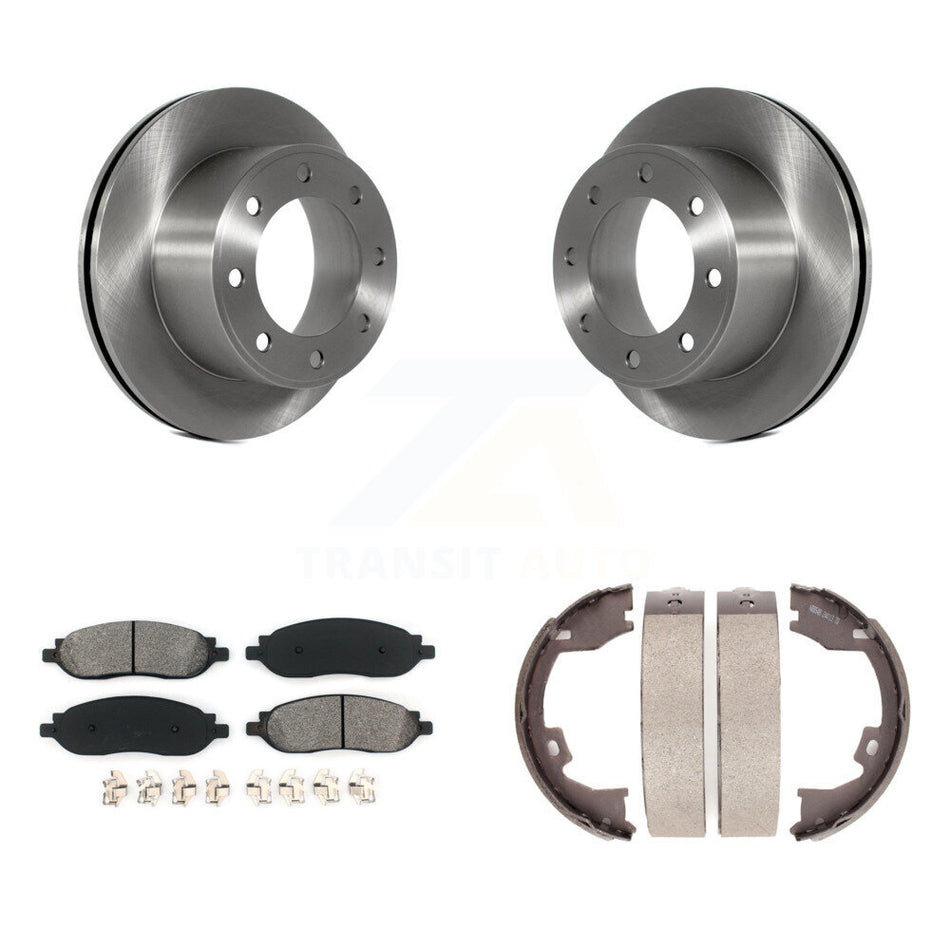 Rear Disc Rotors Semi-Metallic Pads And Parking Shoes Kit For Ford F-350 Super Duty F-250 K8S-104573