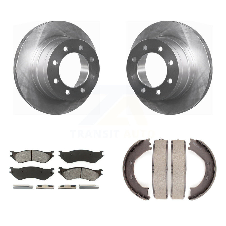 Rear Disc Rotors Semi-Metallic Pads And Parking Brake Shoes Kit For Dodge Ram 1500 K8S-104578