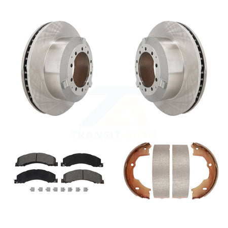Rear Disc Rotors Semi-Metallic Pads & Parking Shoes Kit For Ram Dodge Sterling Truck 4500 K8S-104579