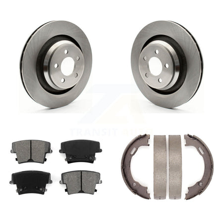 Rear Disc Rotors Semi-Metallic Pads And Parking Brake Shoes Kit For Dodge Charger K8S-104587