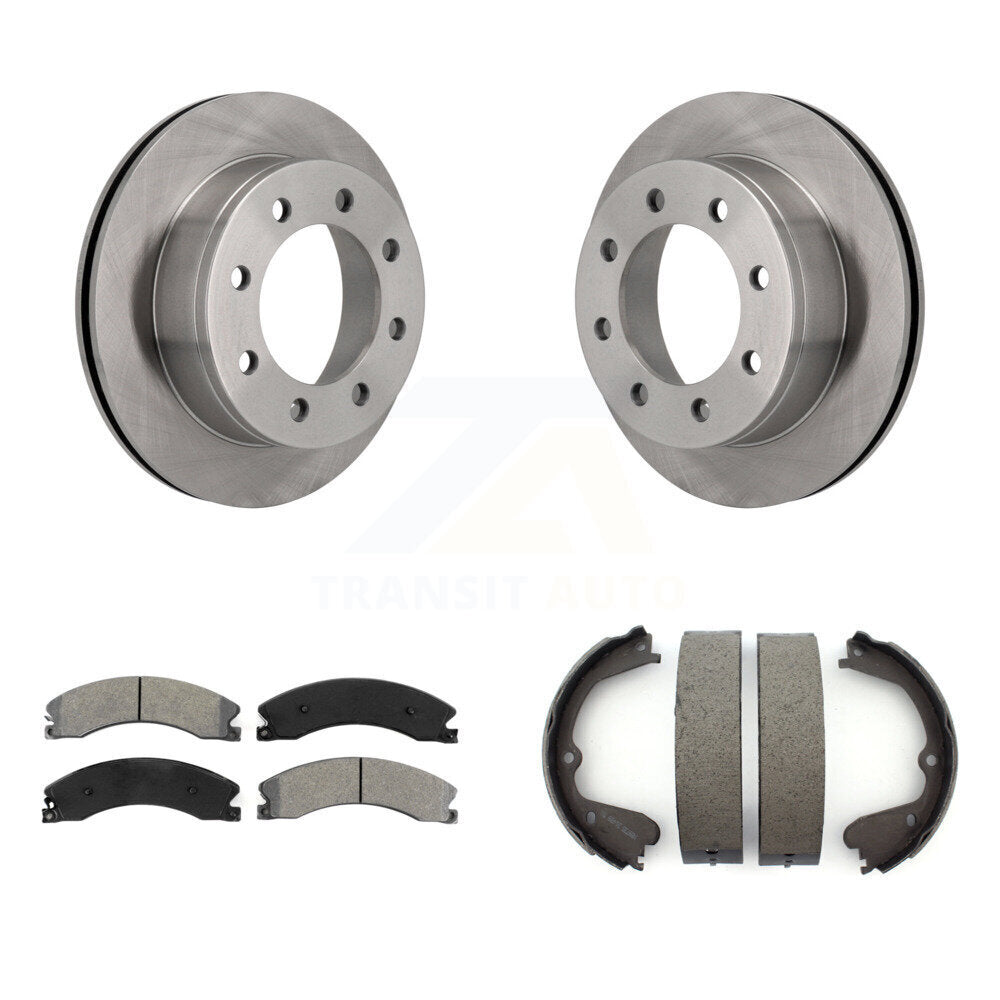 Rear Disc Rotors Semi-Metallic Pads & Parking Brake Shoes Kit For Chevrolet Express 4500 K8S-104590