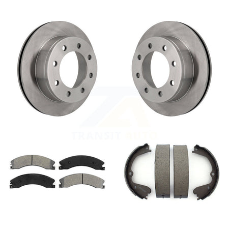 Rear Disc Rotors Semi-Metallic Pads & Parking Brake Shoes Kit For Chevrolet Express 4500 K8S-104590