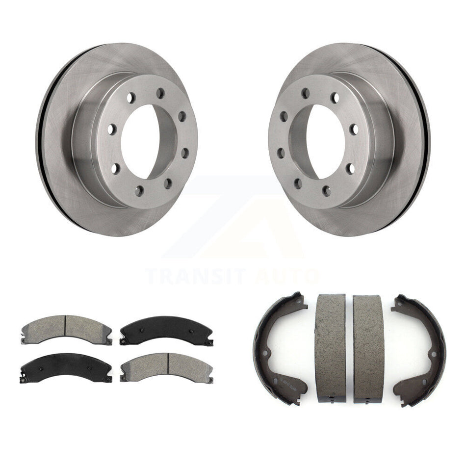Rear Disc Rotors Semi-Metallic Pads & Parking Brake Shoes Kit For Chevrolet Express 4500 K8S-104590