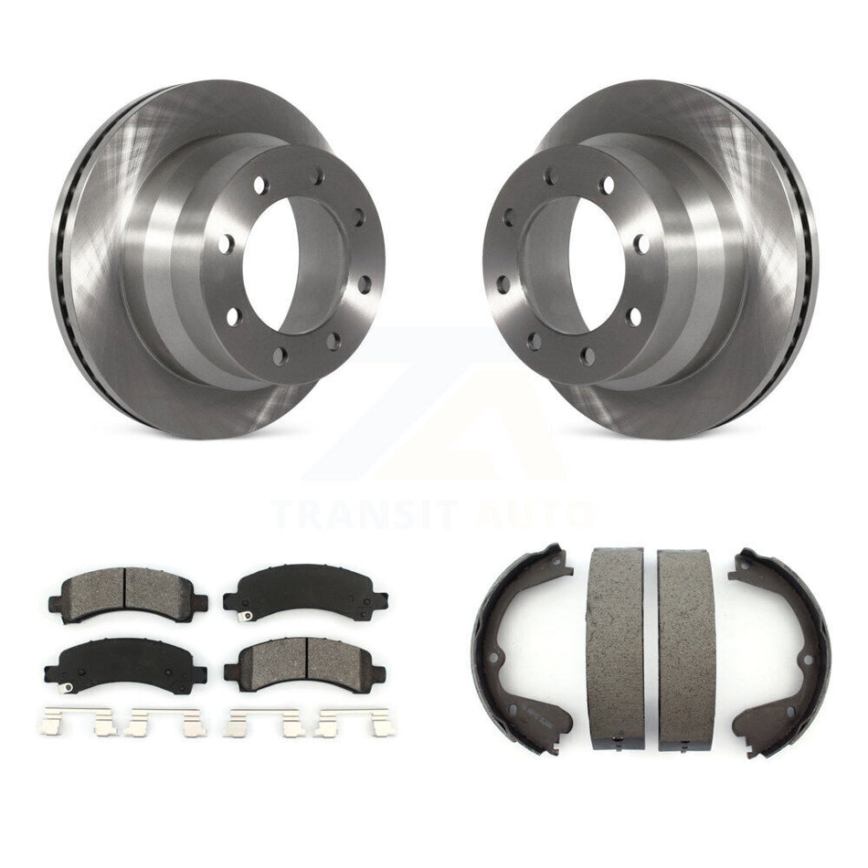 Rear Disc Rotors Semi-Metallic Pads & Parking Brake Shoes Kit For Chevrolet Express 4500 K8S-104591