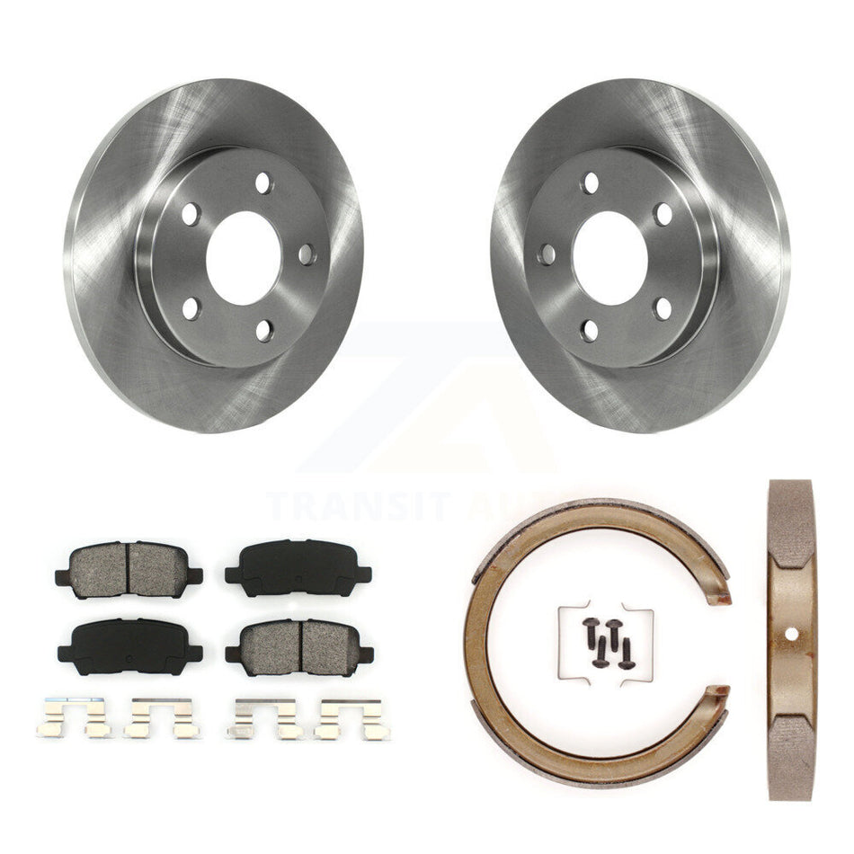 Rear Disc Rotors Semi-Metallic Pads And Parking Brake Shoes Kit For Chevrolet Impala K8S-104593