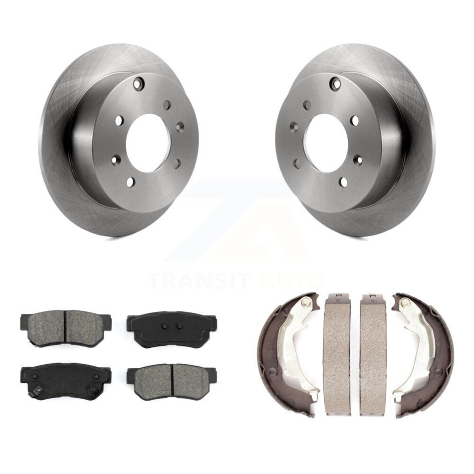Rear Disc Rotors Semi-Metallic Pads Parking Brake Shoes Kit For Hyundai Sonata Kia Optima K8S-104598