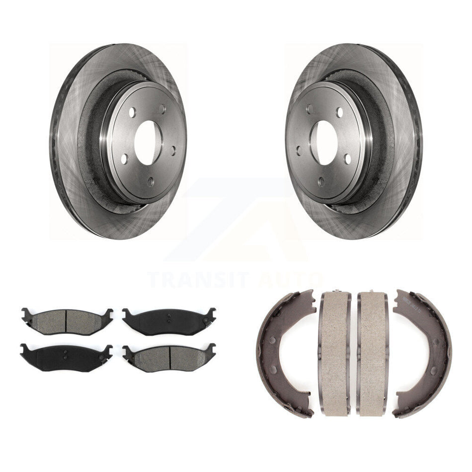 Rear Disc Rotors Semi-Metallic Pads And Parking Brake Shoes Kit For Dodge Ram 1500 K8S-104600