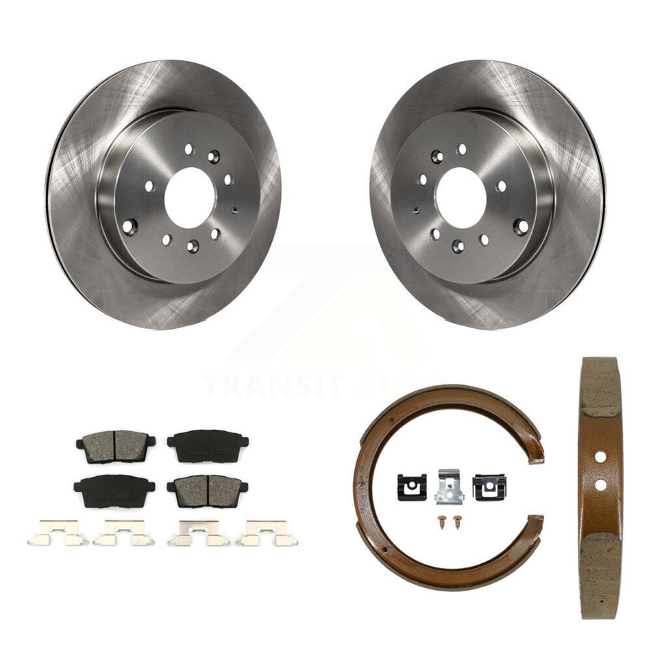 Rear Disc Rotors Semi-Metallic Pads And Parking Brake Shoes Kit For 2007-2012 Mazda CX-9 K8S-104602