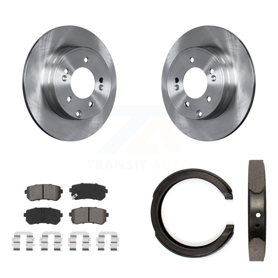 Rear Disc Rotors Semi-Metallic Pads And Parking Brake Shoes Kit For Kia Optima K8S-104606