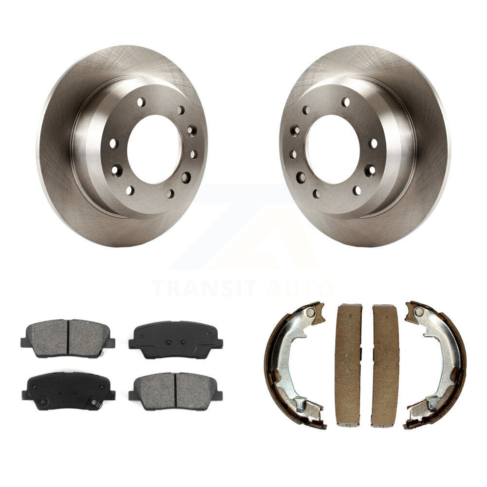 Rear Disc Rotors Semi-Metallic Pads & Parking Shoes Kit For Kia Sedona Hyundai Entourage K8S-104612