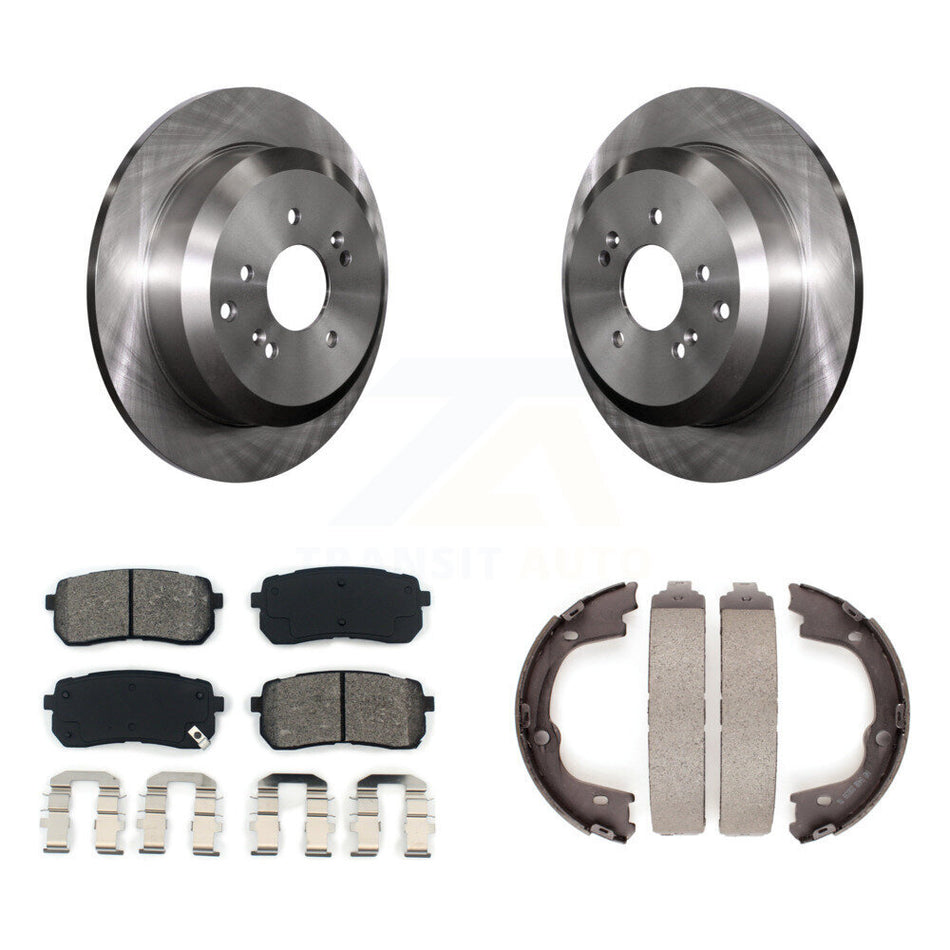 Rear Disc Rotors Semi-Metallic Pads And Parking Shoes Kit For 2007-2012 Hyundai Veracruz K8S-104614