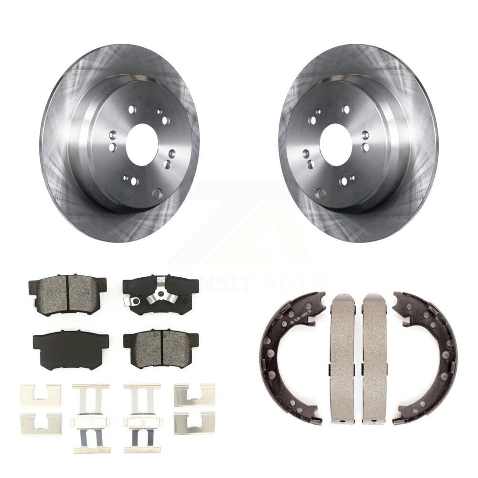 Rear Disc Rotors Semi-Metallic Pads And Parking Brake Shoes Kit For Honda CR-V Acura RDX K8S-104615