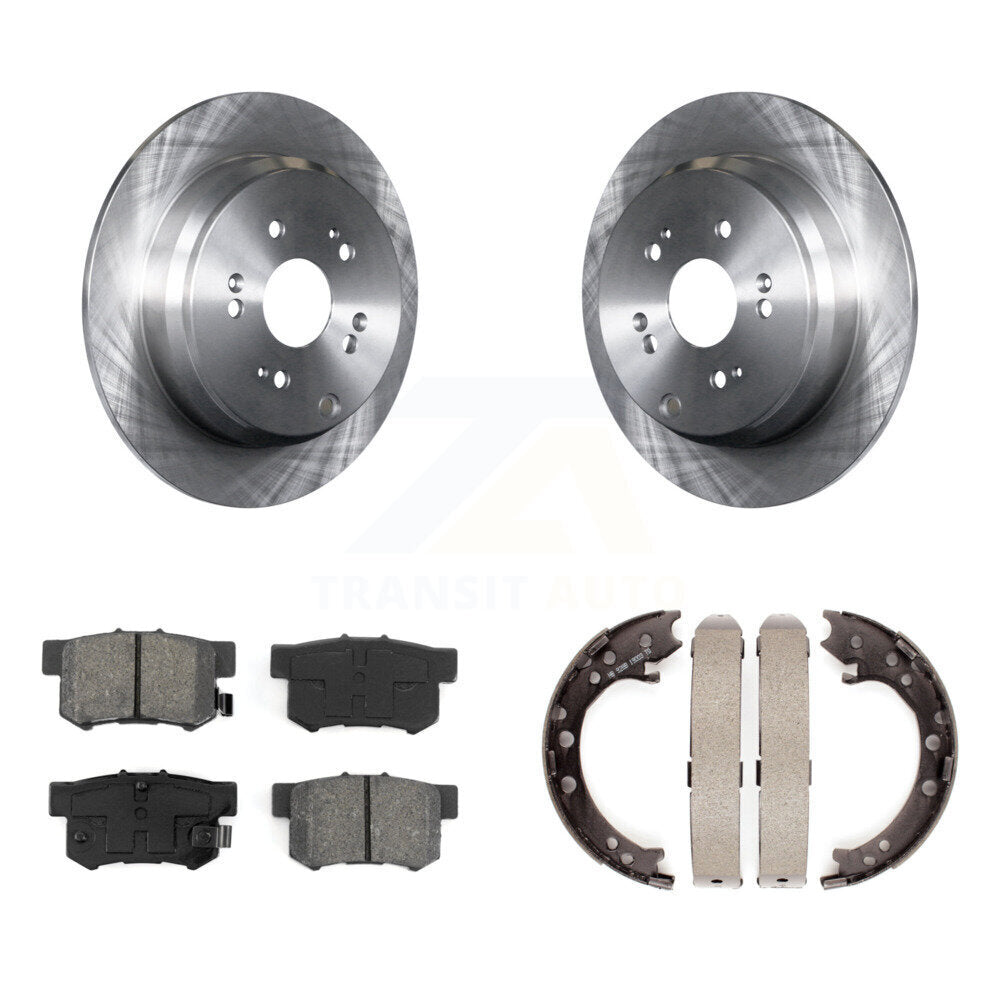 Rear Disc Rotors Semi-Metallic Pads And Parking Brake Shoes Kit For Acura RDX K8S-104616
