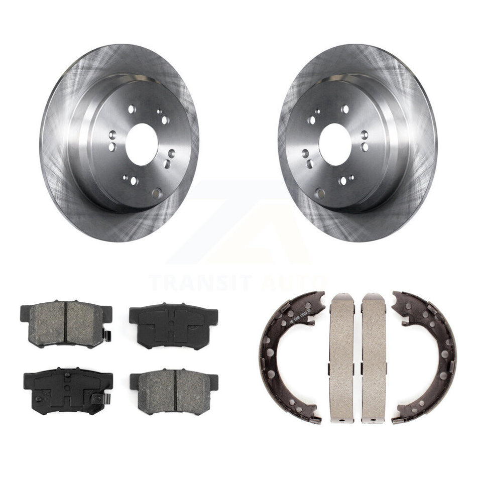Rear Disc Rotors Semi-Metallic Pads And Parking Brake Shoes Kit For Acura RDX K8S-104616