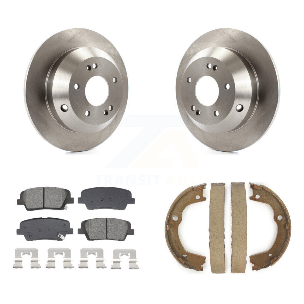 Rear Disc Rotors Semi-Metallic Pads & Parking Shoes Kit For Hyundai Santa Fe Kia Sorento K8S-104618