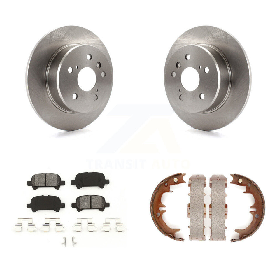 Rear Disc Rotors Semi-Metallic Pads & Parking Brake Shoes Kit For 2000-2004 Toyota Avalon K8S-104621